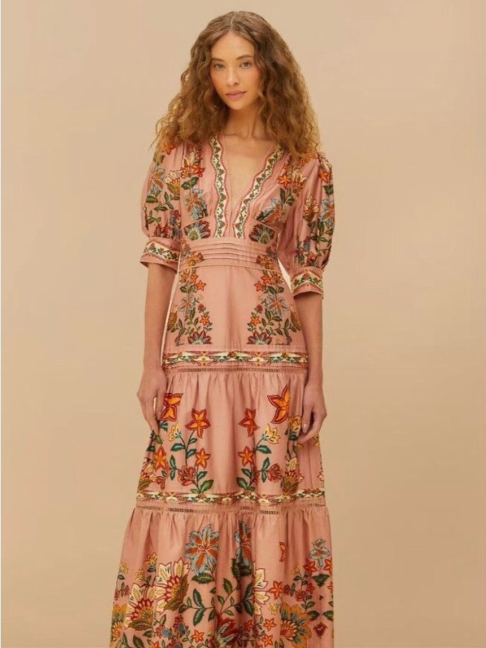 FARM Rio Pink Embroidered Floral Maxi Dress - Picture 3 of 11